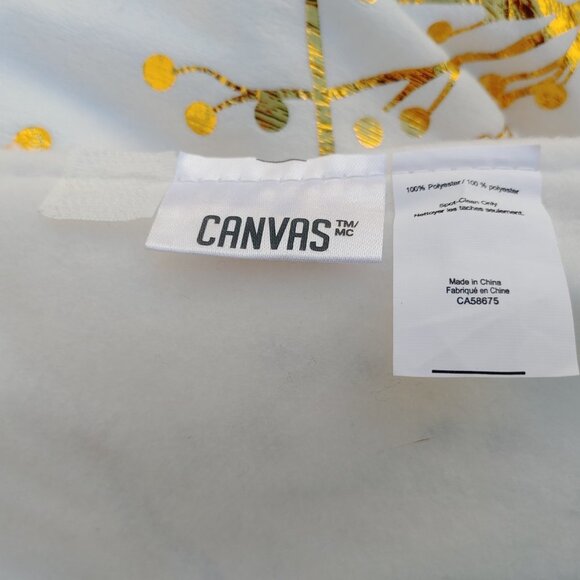 Canvas Faux Fur Tree Skirt Gold and White 48-in - Picture 5 of 6